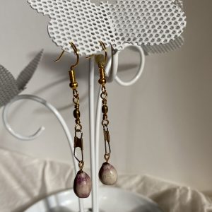 Gold and Seed Dangly earrings